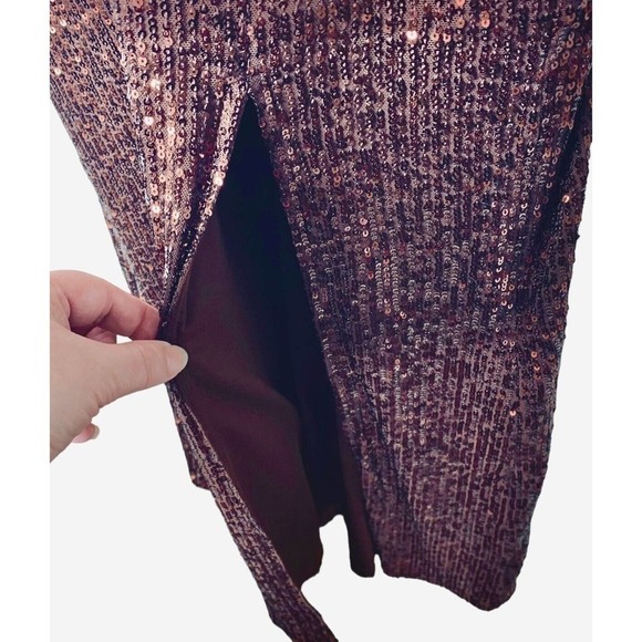 Saylor Harmonie Dress Womens Size Medium NWT $308 Brown Copper Sequin Formal - Picture 13 of 16